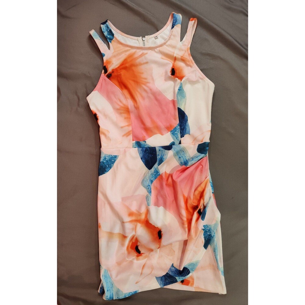 Women's SheIn Sleeveless Side Ruched Dress Small Multicolor